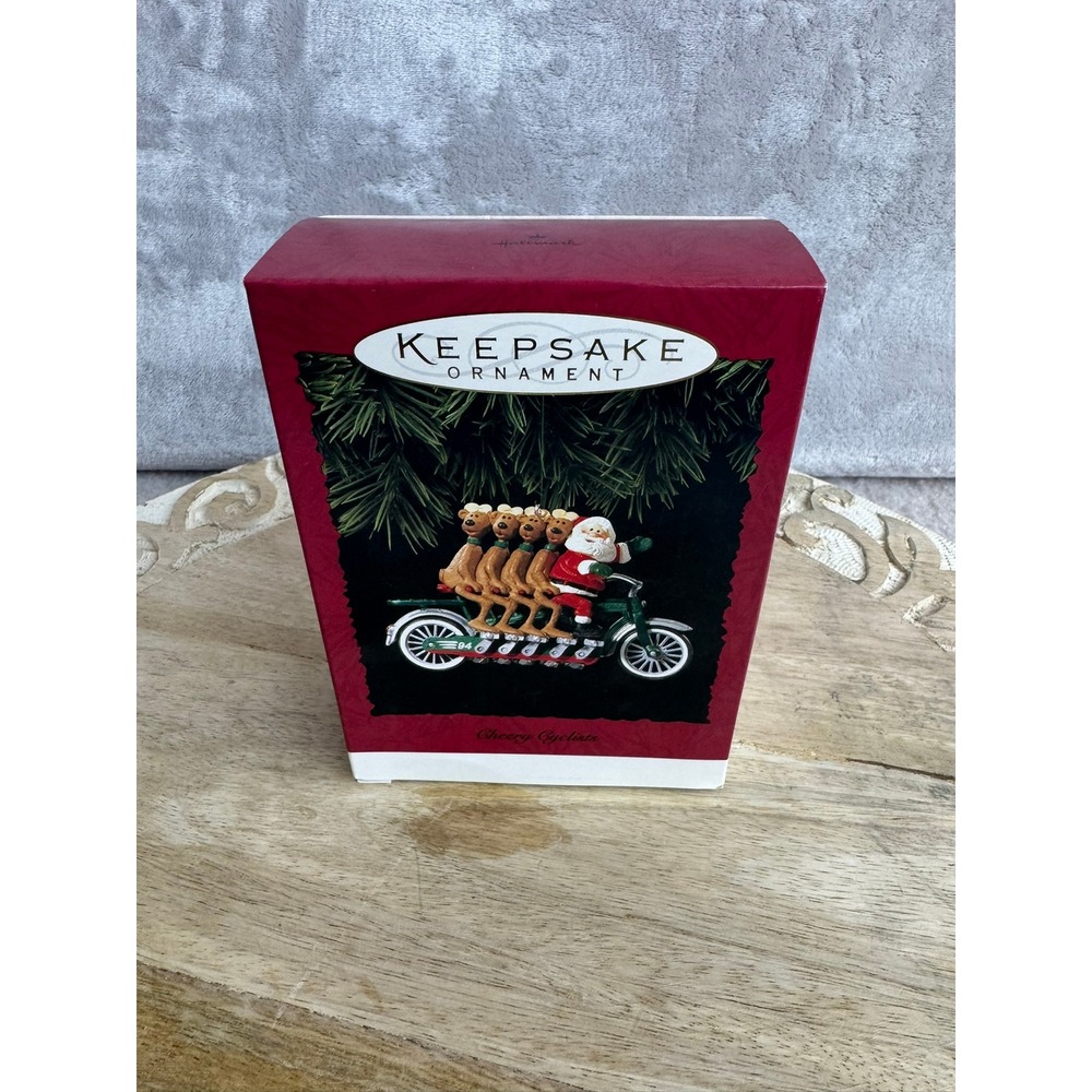 Hallmark Keepsake Ornament 1994 Cyclists Santa Reindeer Tandem Bike‎ QX578-6